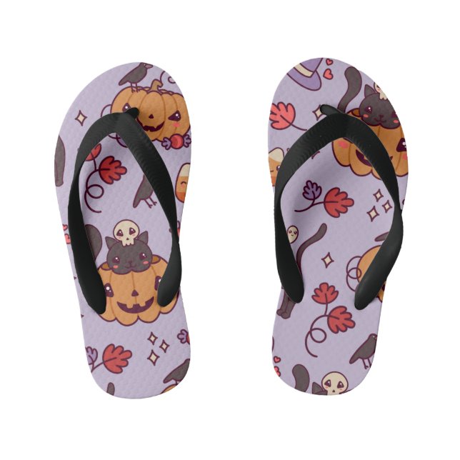 Halloween pattern decoration coffee mug kid's flip kid's flip flops (Footbed)