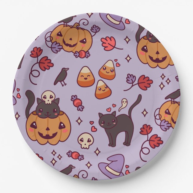 Halloween pattern decoration coffee mug paper plat plates (Front)