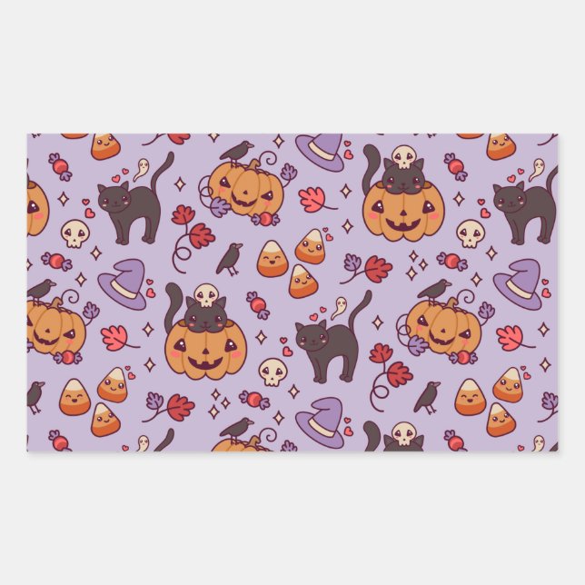Halloween pattern decoration coffee mug rectangular sticker (Front)