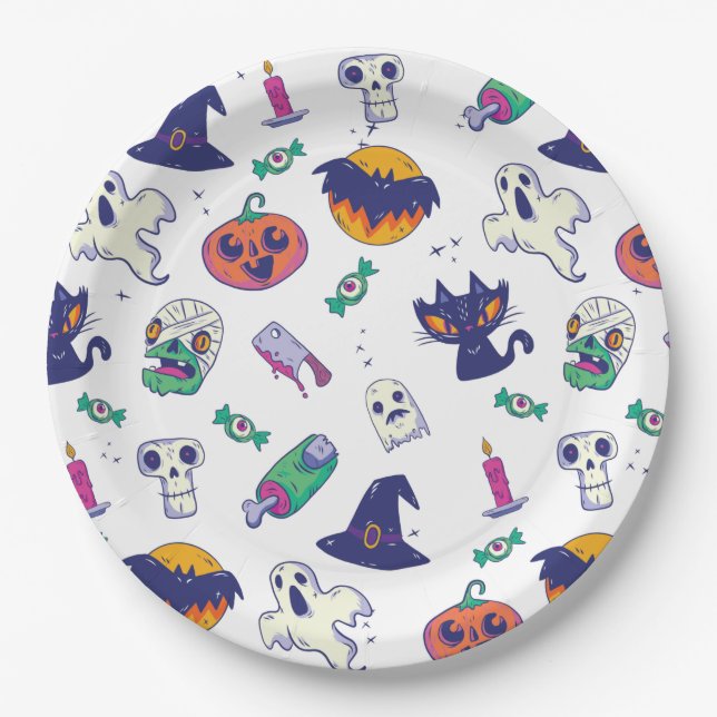 Halloween pattern decoration paper plates (Front)
