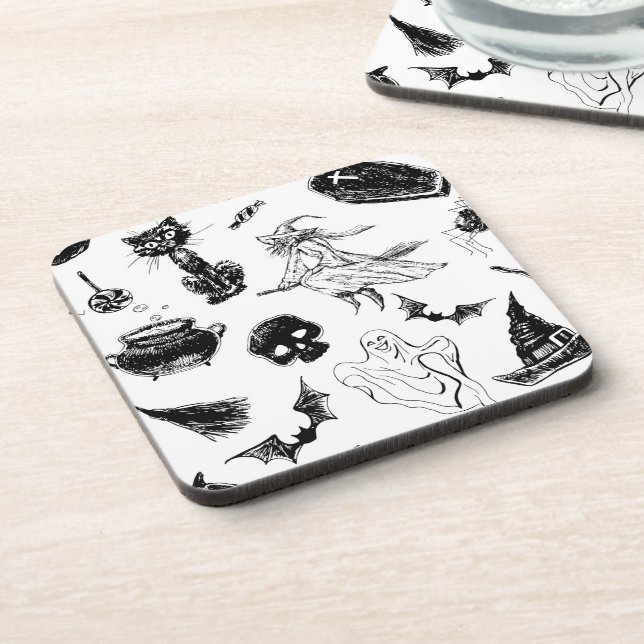 Halloween pattern design beverage coaster (Left Side)