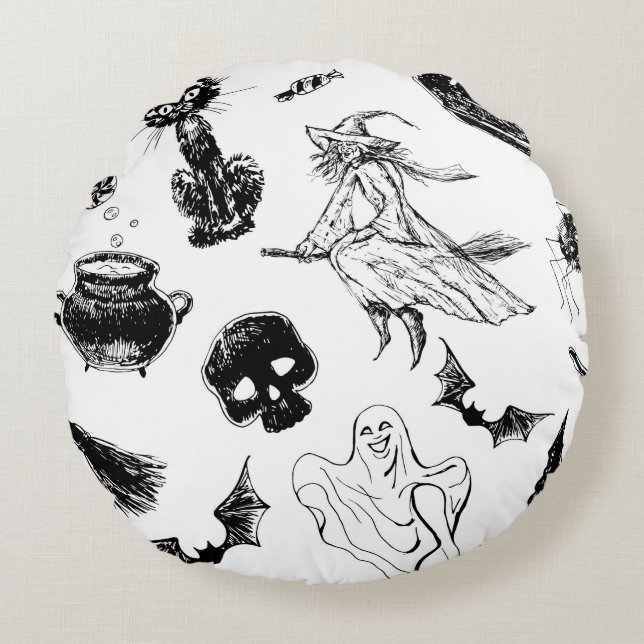 Halloween pattern design round pillow (Front)