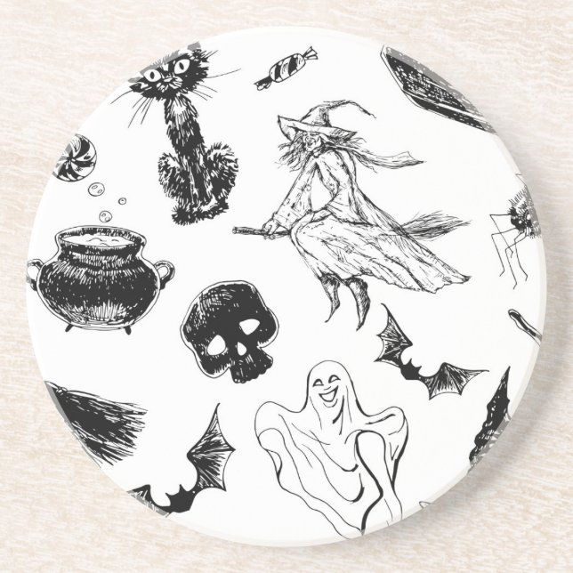 Halloween pattern design sandstone coaster (Front)