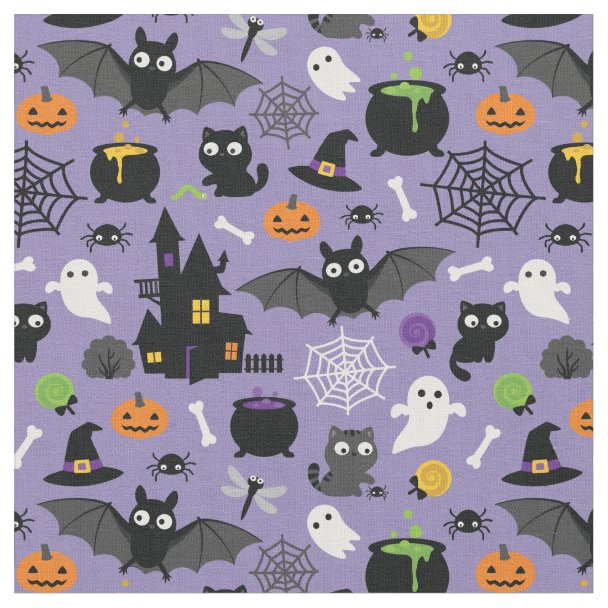 Spider & Web Halloween Knit Pattern Fabric | Zazzle