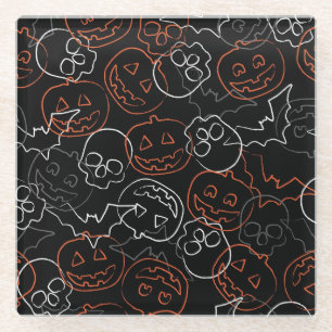 Halloween Pattern Glass Coaster