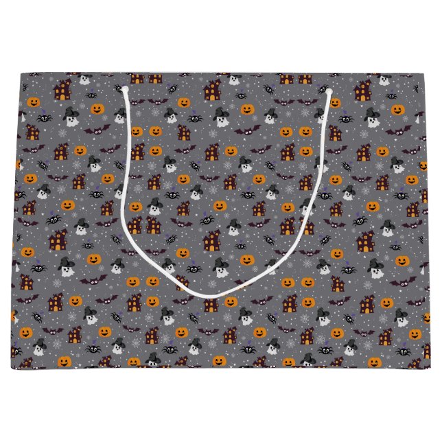 Halloween Pattern Gray  Large Gift Bag (Front)