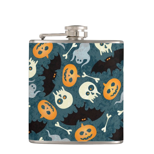 Halloween pattern hip flask (Front)