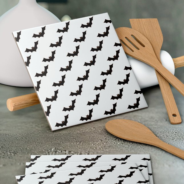 Halloween, Pattern Of Bats, Trick Or Treat, Boo Ceramic Tile (Creator Uploaded)
