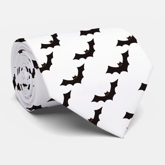 Halloween, Pattern Of Bats, Trick Or Treat, Boo Neck Tie (Rolled)