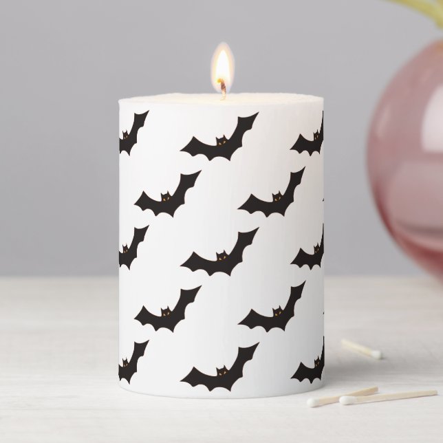 Halloween, Pattern Of Bats, Trick Or Treat, Boo Pillar Candle (In Situ)