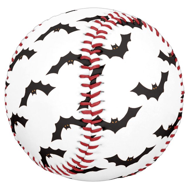 Halloween, Pattern Of Bats, Trick Or Treat, Boo Softball (Angled)