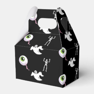 Halloween pattern on black favor boxes