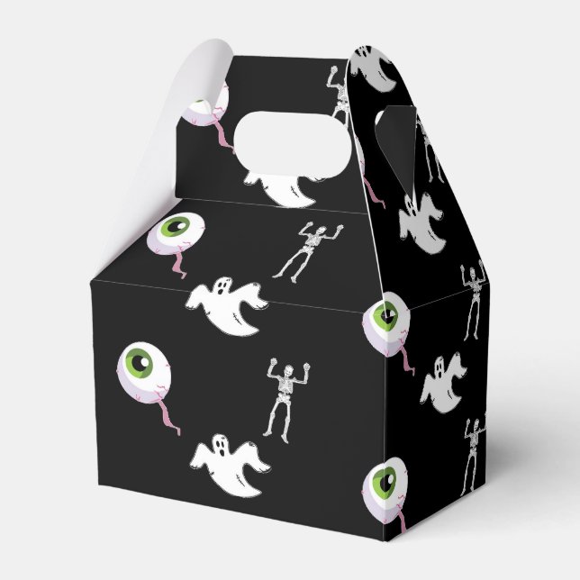 Halloween pattern on black favor boxes (Front Side)