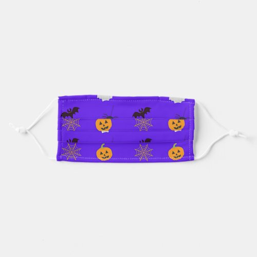 Halloween pattern on blue adult cloth face mask