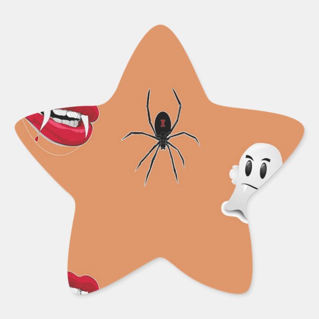 Halloween pattern on brown star sticker (Front)