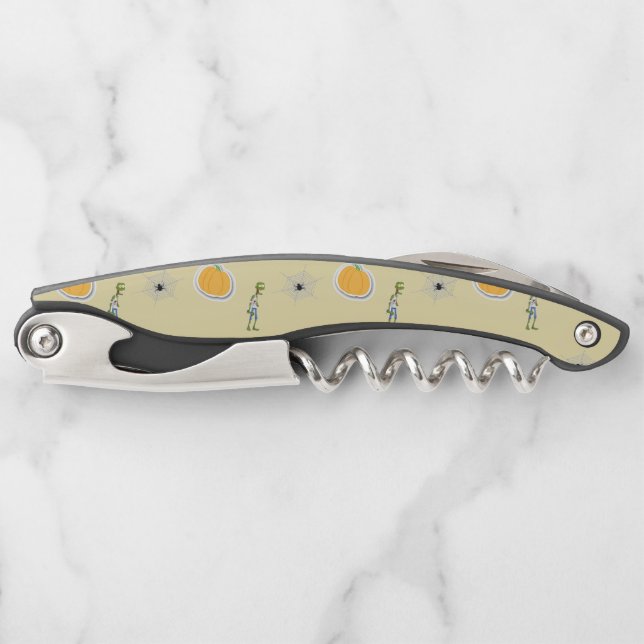 Halloween pattern on cream waiter's corkscrew (Front)