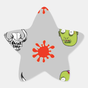 Halloween pattern on gray star sticker