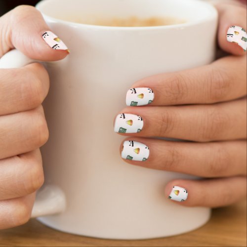 Halloween pattern on white minx nail art