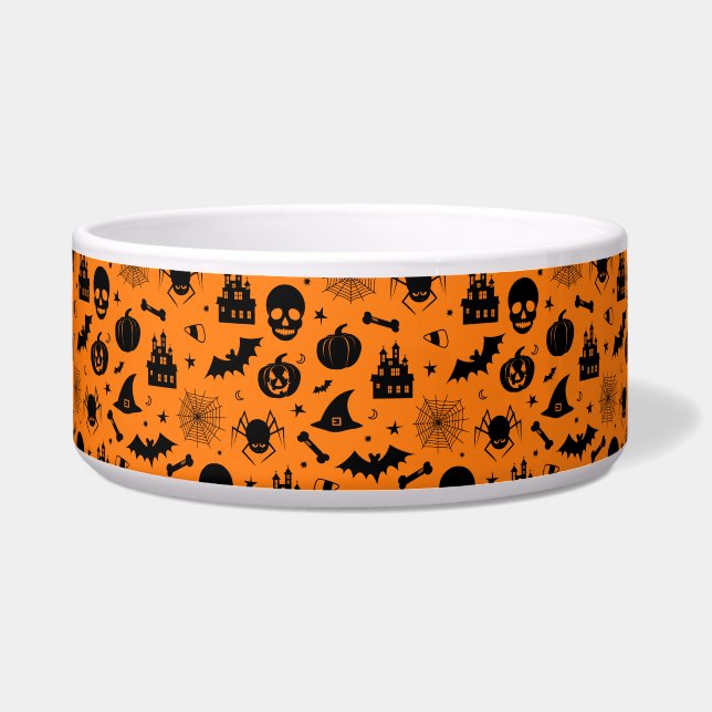 Halloween Pattern Orange and Black Bowl (Front)