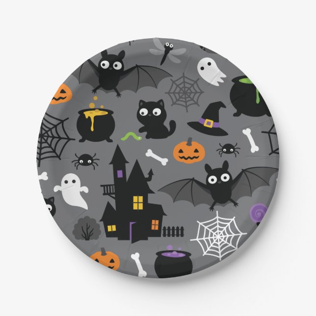 Halloween Pattern Paper Plates (Front)