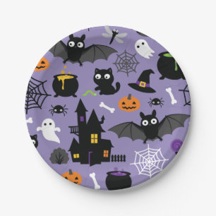 Halloween Pattern Paper Plates