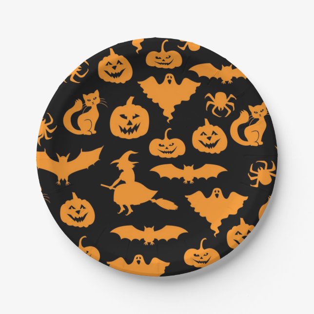 Halloween pattern paper plates (Front)