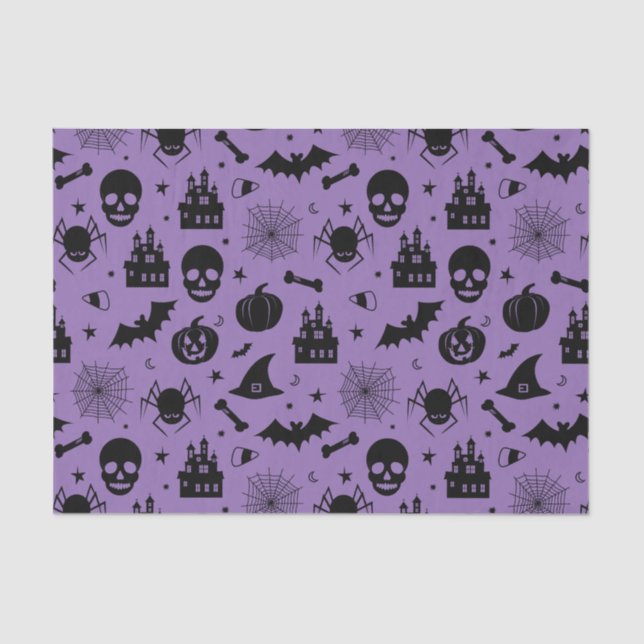 Halloween Pattern Purple and Black Tissue Paper (Front)