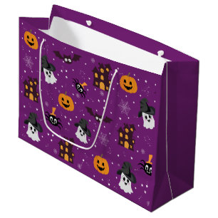 Halloween pattern purple  large gift bag