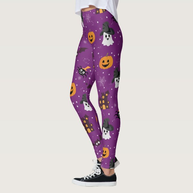 Halloween Pattern Purple  Leggings (Left)