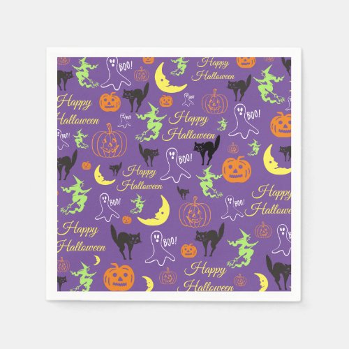 Halloween Pattern Purple Napkins