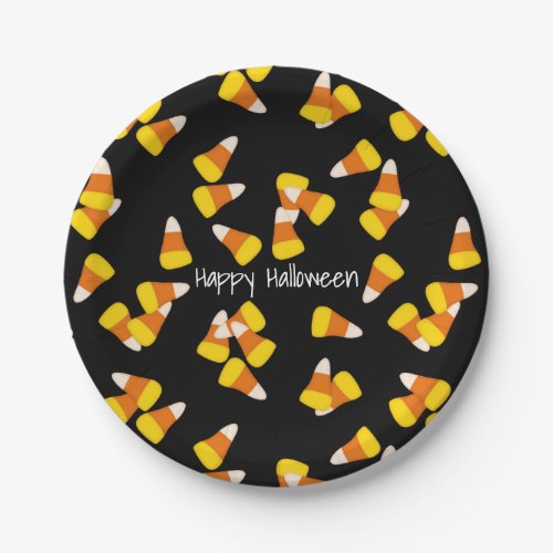 Halloween pattern random candy corn pieces paper plates