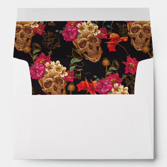 Halloween pattern,skulls,roses,gothic,black,trendy envelope (Back (Bottom))