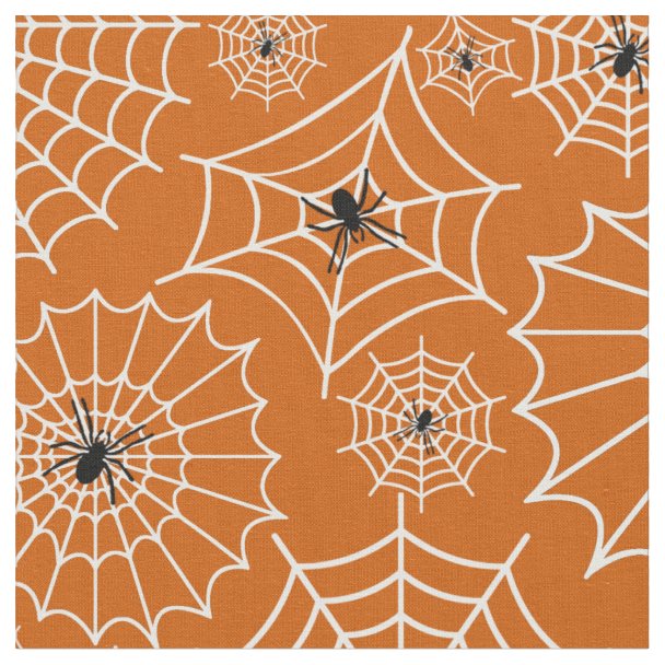 White Spider Web Halloween Fabric | Zazzle