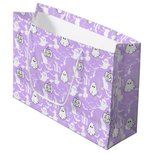 Halloween pattern. Spooky and cute.b L Purple BG Large Gift Bag