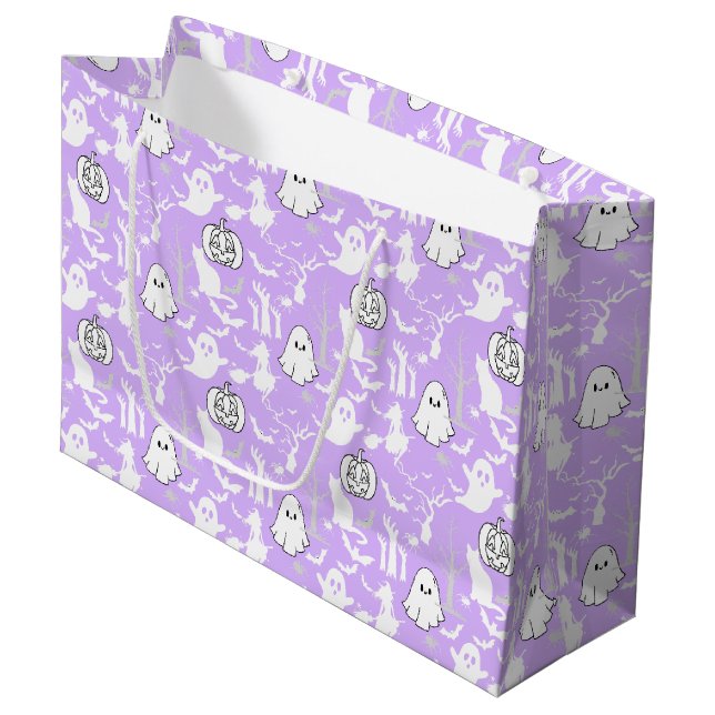 Halloween pattern. Spooky and cute.b L Purple BG Large Gift Bag (Front Angled)