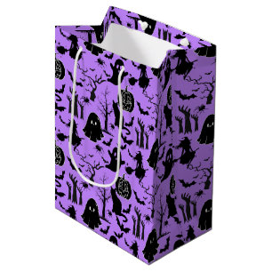 Halloween pattern. Spooky and cute.b L Purple BG Medium Gift Bag