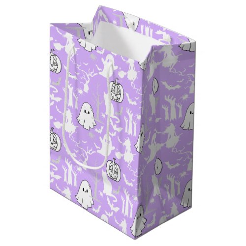 Halloween pattern Spooky and cuteb L Purple BG Medium Gift Bag