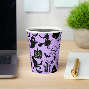 Halloween pattern. Spooky and cute.b L Purple BG Paper Cups