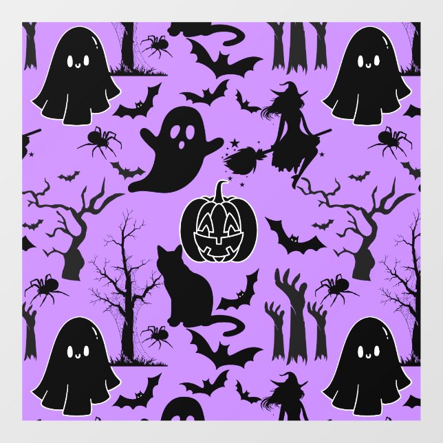 Halloween pattern. Spooky and cute.b L Purple BG Window Cling (Sheet)