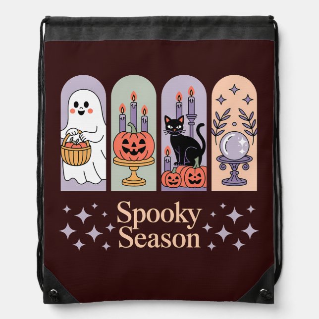 Halloween Pattern Spooky Season Drawstring Bag (Front)