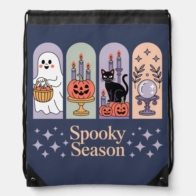 Halloween Pattern Spooky Season Drawstring Bag (Front)