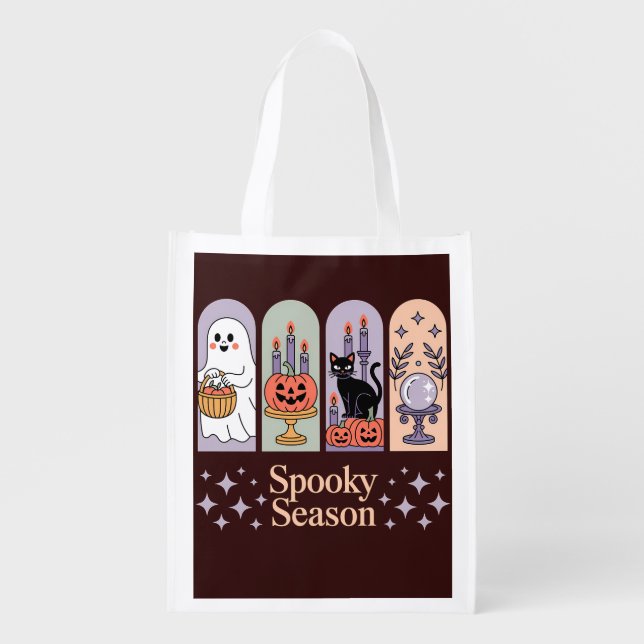 Halloween Pattern Spooky Season Grocery Bag (Front)