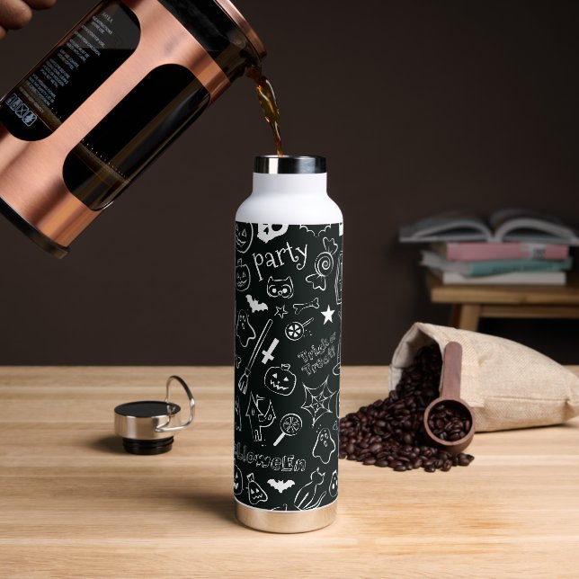 Halloween Pattern Water Bottle (Coffee)