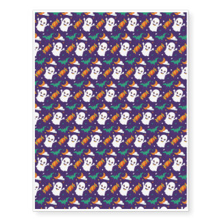 Halloween Pattern With Bats and Purple Pattern Temporary Tattoos