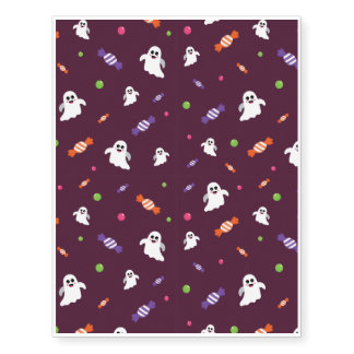 Halloween Pattern With Candy and Red Pattern Temporary Tattoos