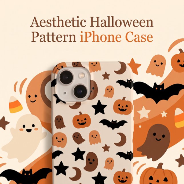 Halloween Pattern with Cute Ghosts and Pumpkins iPhone 15 Case (Creator Uploaded)