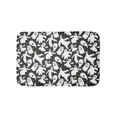 Halloween Pattern With Ghost and Black Pattern Bath Mat