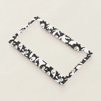 Halloween Pattern With Ghost and Black Pattern License Plate Frame