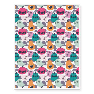 Halloween Pattern With Ghost and Black Pattern Temporary Tattoos