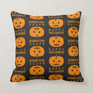 Halloween Pattern With Pumpkin Throw Pillow